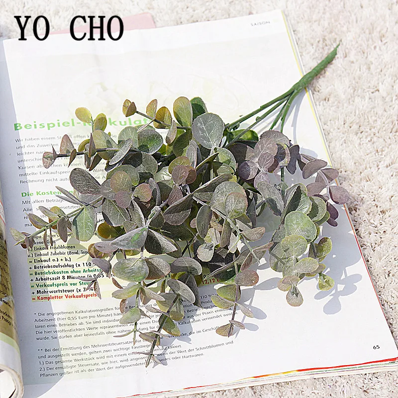 Image 7: YO CHO — Plante artificielle en plastique style forêt,pour mariage ou pour votre domicile, fausse feuille d'eucalyptus verte, décorations, DIY