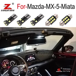White LED plate lamp + LED interior dome trunk lights + LED Reverse tail bulb for Mazda MX5 MX-5 Miata ND 2016 to 2019 2020