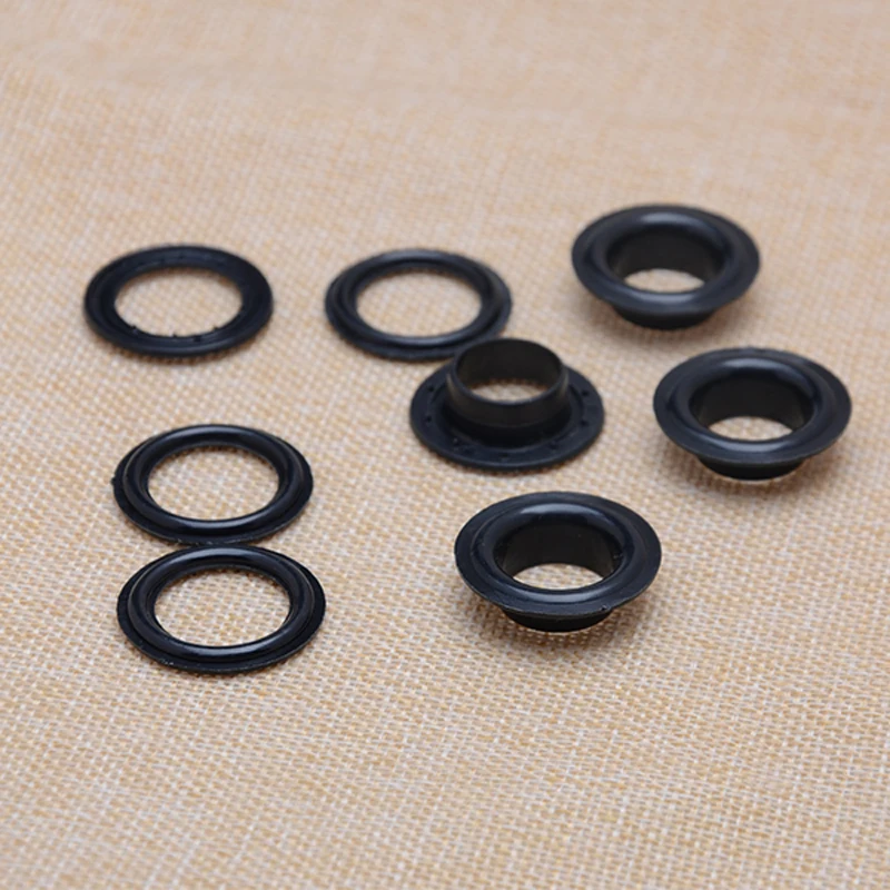 inner 13.5 (out 24.5 mm ) Plastic Curtain Eyelets and Rings Clips Grommets - Black