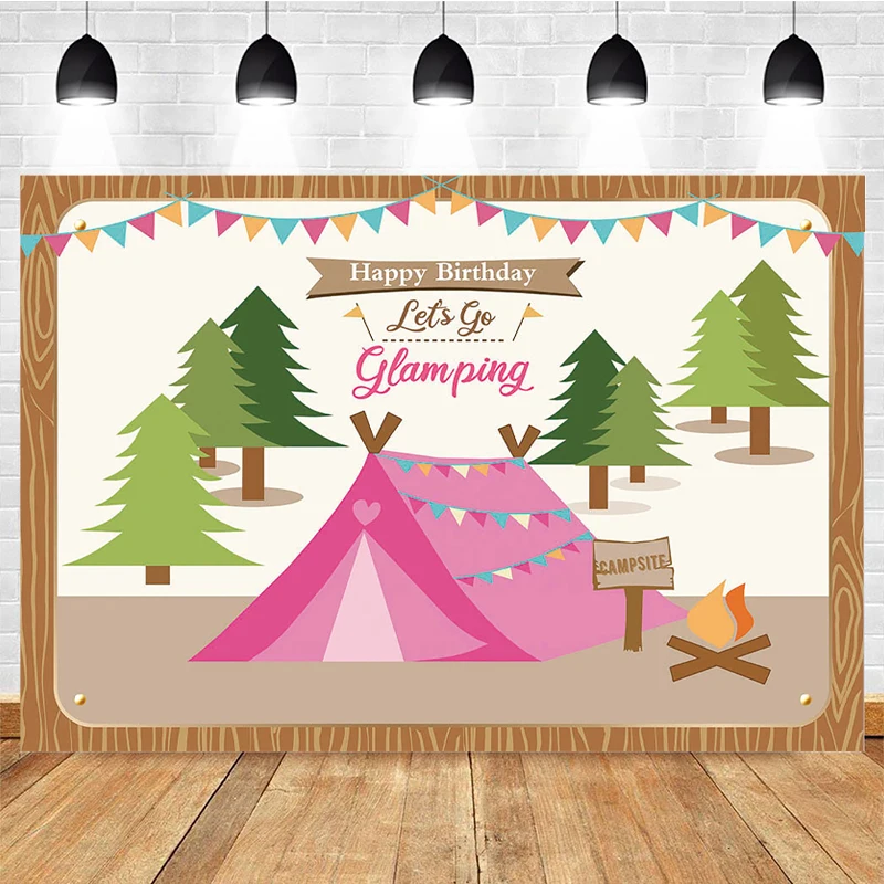 Mocsicka Birthday Party Photography Background Forest Tent Bonfire Decoration Props Children Birthday Photo Backdrop Studio