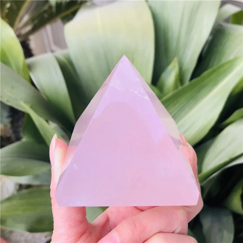 

Natural Rose Quartz Pyramid Stone Crystal Feng Shui Healing Specimens Wicca Decor Decorative Stones