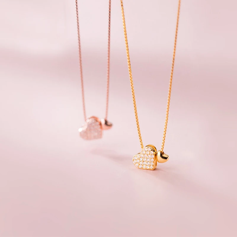 

MloveAcc стерлингового серебра 925 пробы, очаровательное романтическое ожерелье с подвеской в форме сердца и коробки для женщин, модные свадебные украшения