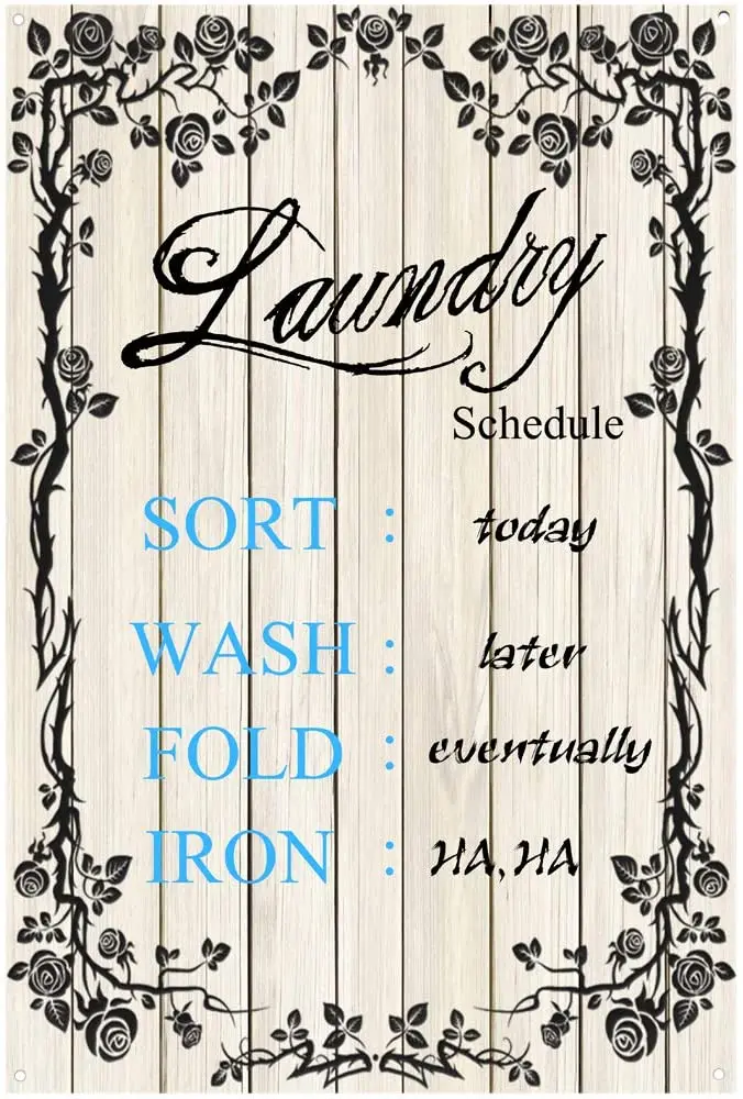 

Original Vintage Design Imitation Wood Plan Laundry Schedule Tin Metal Signs Wall Art|Thick Tinplate Print Poster