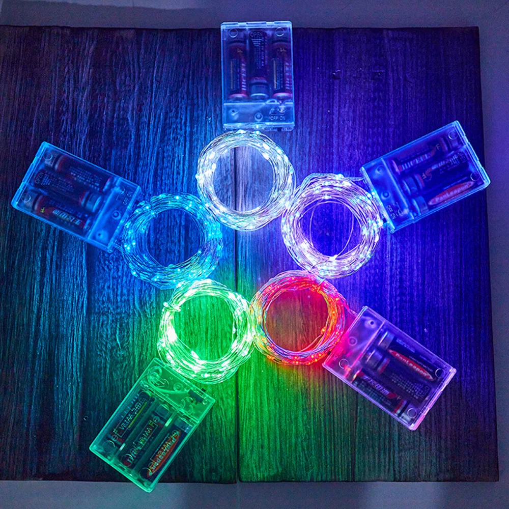 LED Copper Wire Light Battery Box Colorful Lantern Flashing String Light Starry Christmas Gift Box Decoration Lights