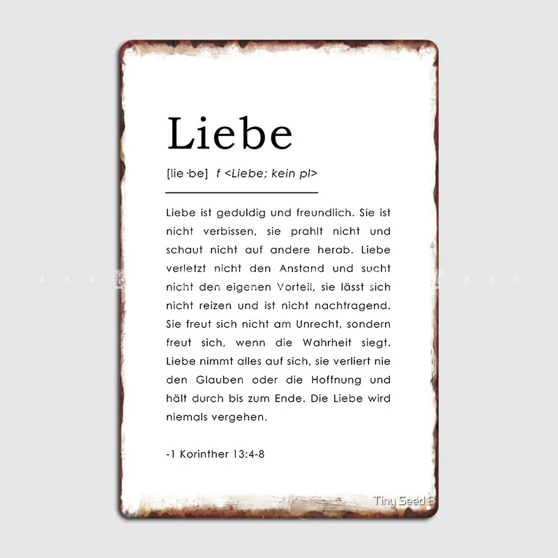 1 Korinther 13:4-8 Liebe Bibelverse Deutsch Deutsch Bibel Vers. Metall Plaque Poster Hause Poster Personalisierte Zinn Zeichen Poster