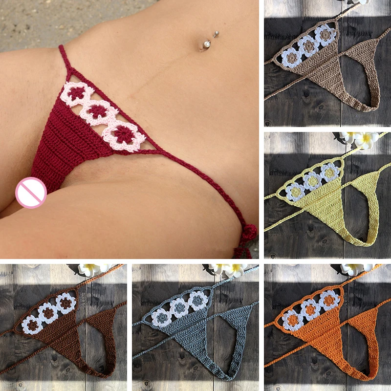 

2020Super Mini Micro G-strings Thongs Hot Sexy Bikini Bottom Hot Women's Swimwear Crochet Cotton Brazilian Side String Tie Thong