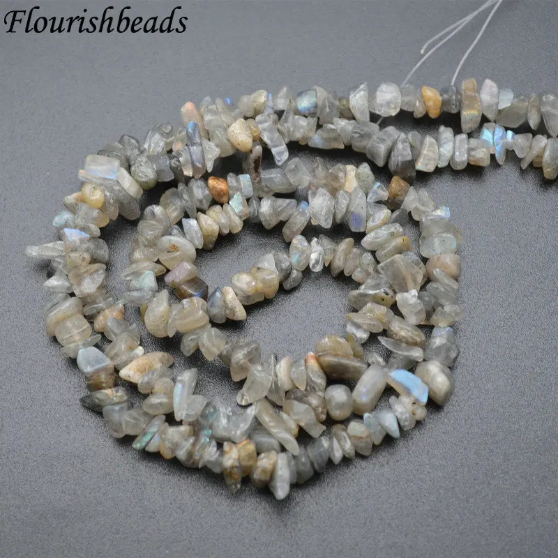 Kualitas Tinggi 5 ~ 8 Mm Natural Labradorite Tidak Teratur Bentuk Batu Keripik Manik-manik Longgar 1 Strand