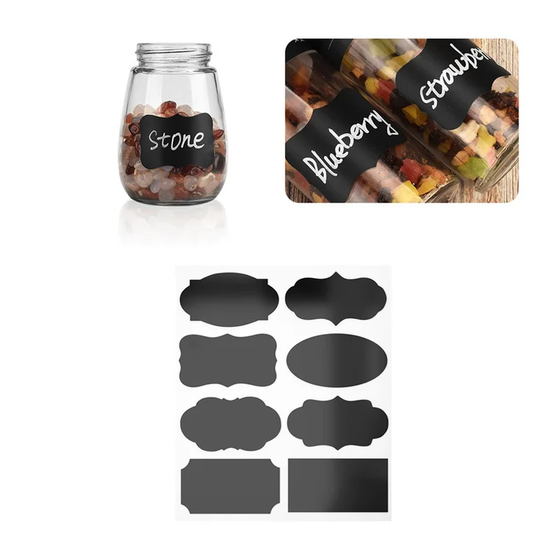 10 Sheets Kitchen Label Sticker Glass Bottle Sticker PVC Waterproof Condiment Bottles Label Message Stickers Home Decoration