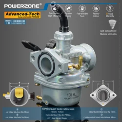 Powerzone Carburetor PZ19 19mm CVK Accelerator Pump Carb For Horizontal 50cc-110cc Dirt Pit Bike,ATV , Quad ,Go-kart ,Buggy