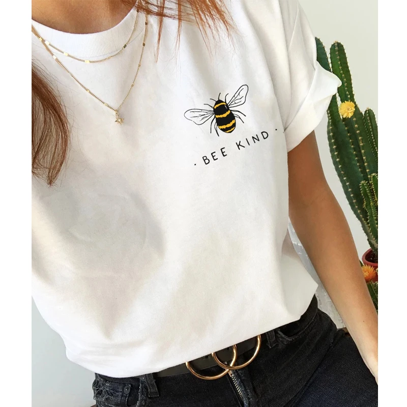 

Bee Kind Colored Pocket T-shirt Cute Summer Graphic Christian 90s Tees Tops Women O-Neck Motivational Kindness Tshirt Drop Ship