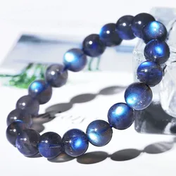 Natural Blue Labradorite Clear Round Beads Bracelet Blue Light Labradorite Women Men 7mm 8mm 9mm 10mm 11mm 12mm 13mm AAAAA