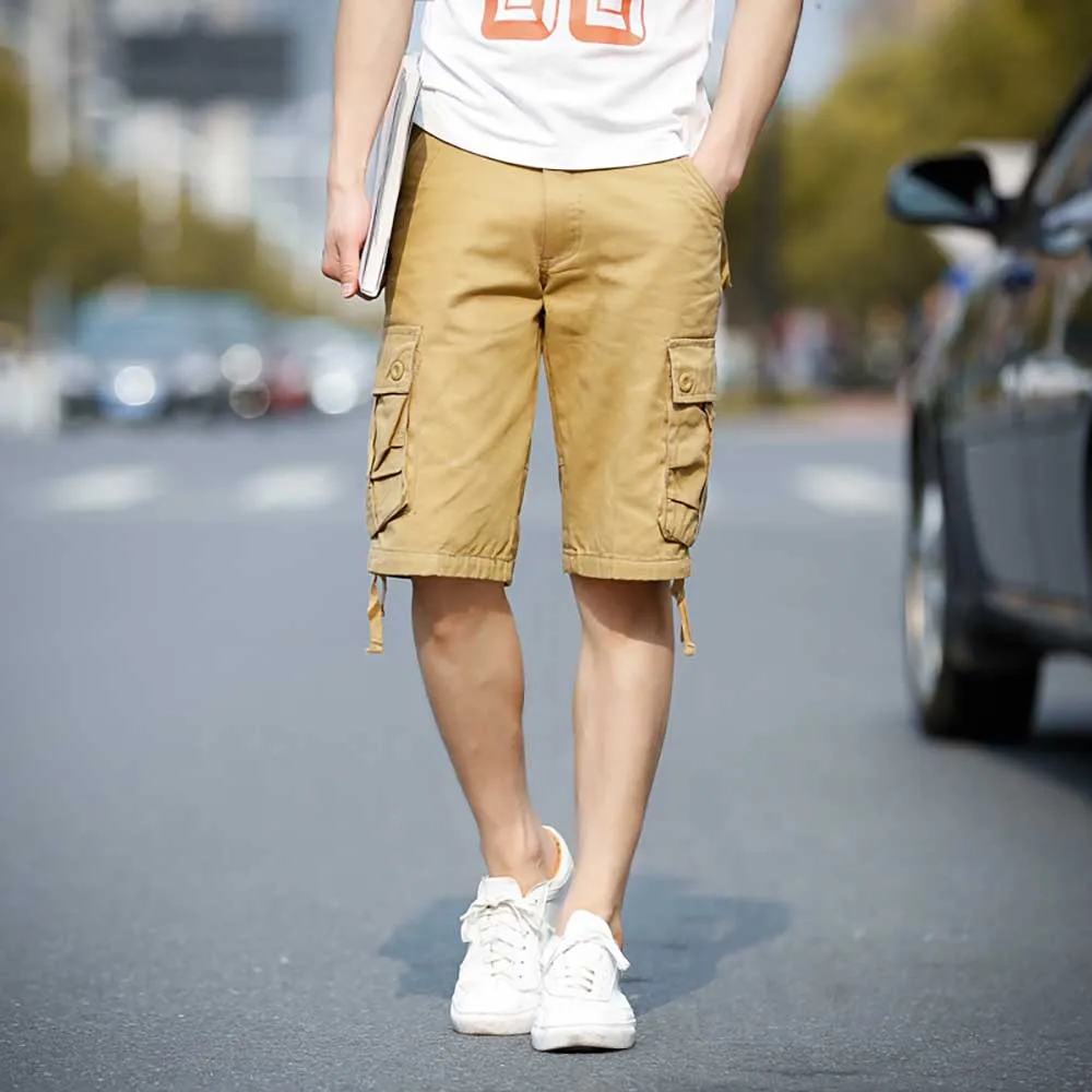 Fashion Summer Beachshorts Men\'s Casual Cargo Shorts Big Pocket Loose Baggy Streetwear Plus Size Clothing