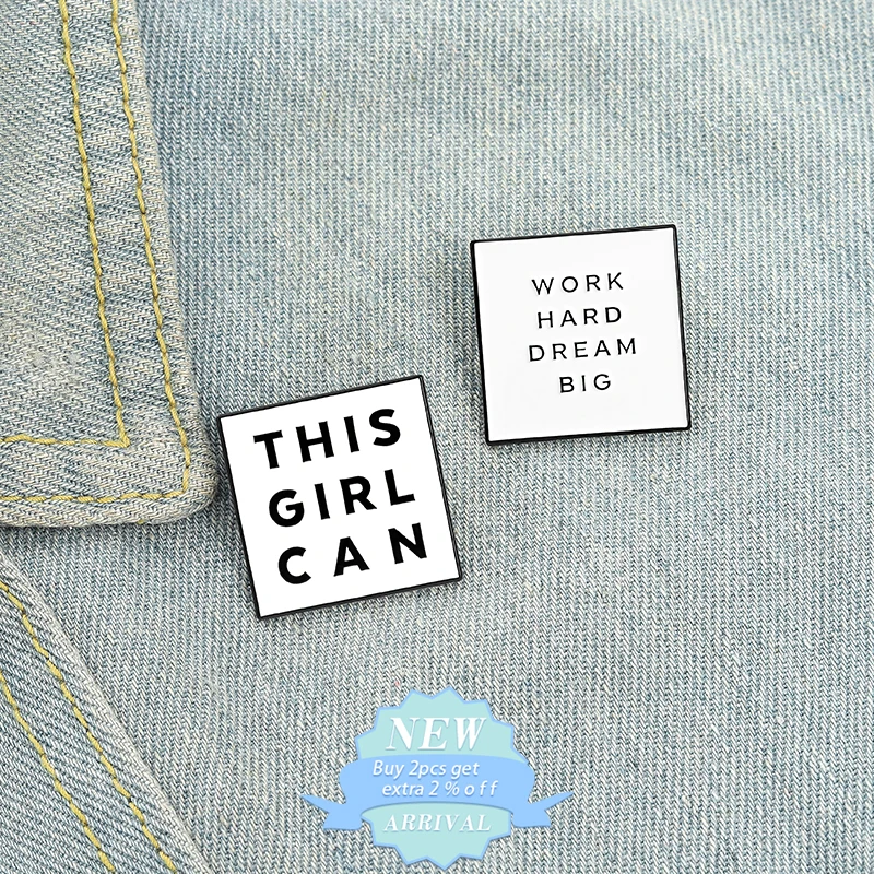 Interesting Conversation Enamel Pin This Girl Can Black Letters Motivational Sayings Badges Girl Power Brooches Feminist Jewelry