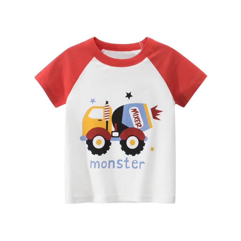 2021 Summer Baby Boys T-Shirts Clothes 100% Cotton Short Sleeve Car Bus Truck Cartoon Kids UnderShirt Clothing for 1 to 9 Years