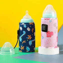 Portable USB Baby Bottle Warmer Travel Milk Warmer Infant Feeding Bottle Heated Cover Insulation Thermostat Food Heater