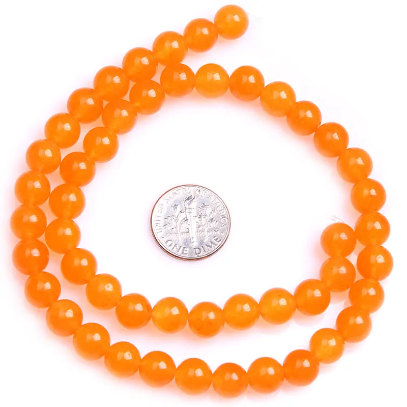 4 6 8 10 12mm Orange Jades Round Accessories Beads For Jewelry Making Strand 15 inch DIY Bracelet Beads For Women Gifts