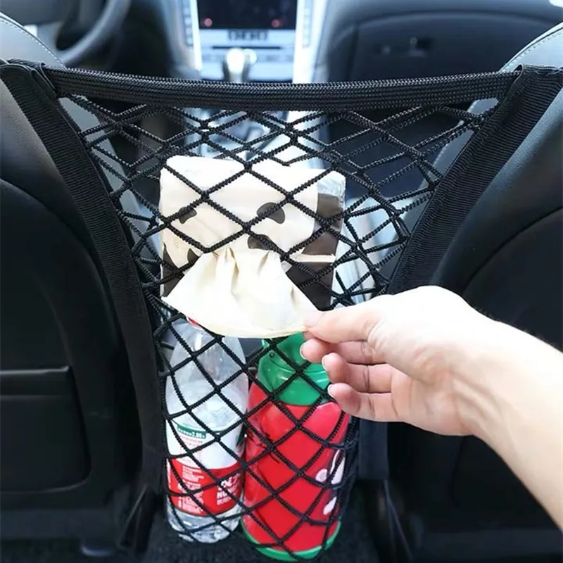 Car Seat Black Storage Net Pocket Organizer Seat Back Storage Mesh Net Sundries Bag Anti-interference Baffle Car Accessories