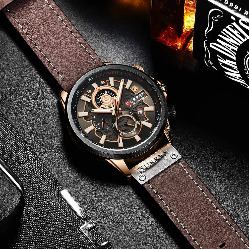 CURREN Fashion Male Watches Strap Sport Chronograph Wristwatch Creative Design Multifunctional Quartz Clock relogio masculino