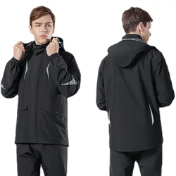 Raincoat men's and women's black raincoat coat waterproof raincoat poncho waterproof hooded raincoat rainpants set