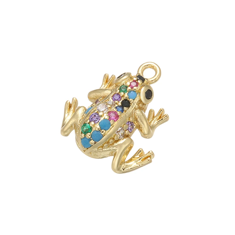 ZHUKOU 13.5x15mm exquisite crystal brass frog pendant for DIY women bracelet necklace jewelry Accessories model:VD510