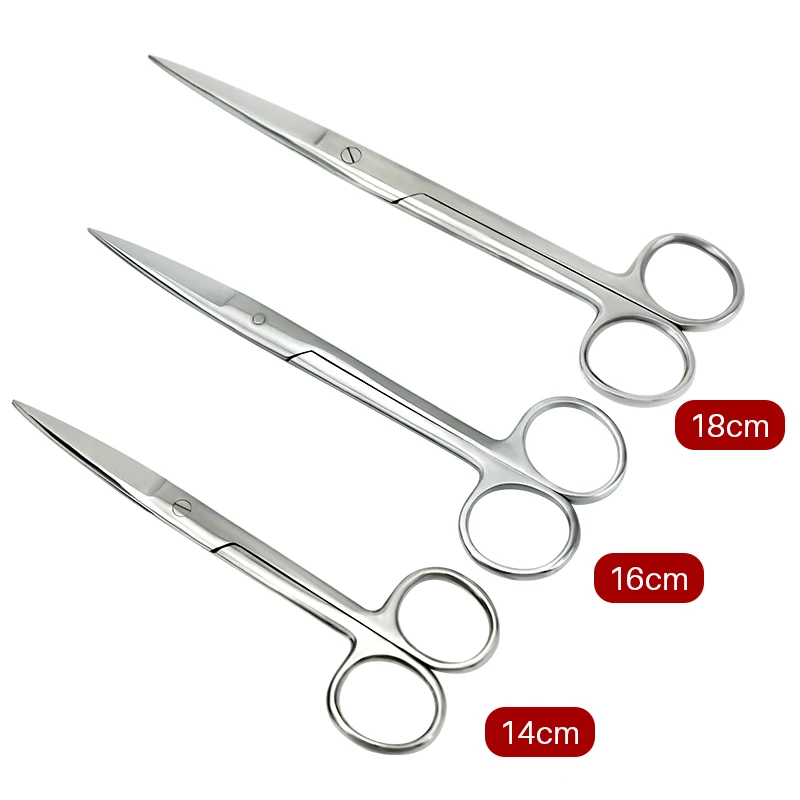 14/16/18cm Animal Veterinary Vet Medical Stainless Steel Surgical Scissors Straight curved Tip Scissors Farming Tools