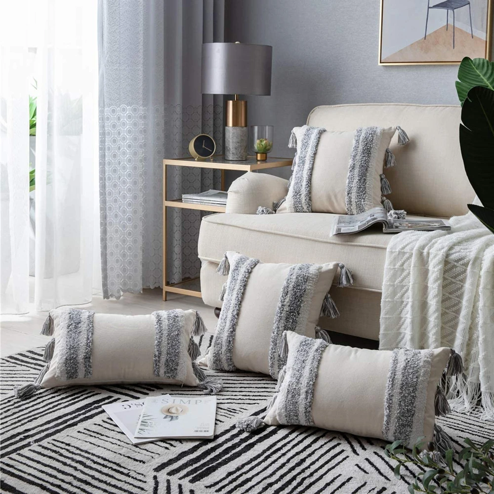 Boho Cushion Cover Morocco Tufted Tassel Throw Pillow Covers Decorative Macrame Pillow Case Sofa Nordic Home Spring Decoration