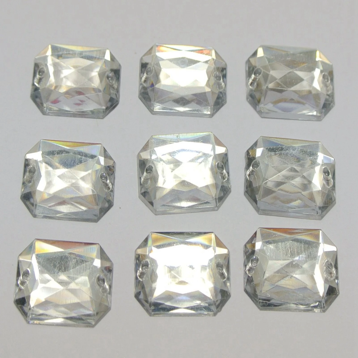 100 Flatback Acrylic Rectangle Sewing Rhinestone Gem Button 13X18mm Sew on beads