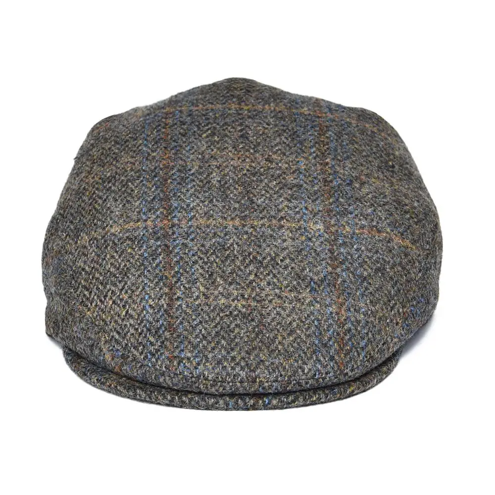 Botvela 100% Wool Ivy Cap Herringbone Flat Caps Tweed Scally Hat Bunnet Paddy Dai Cheese-cutter Newsboy Cap Driving Hats