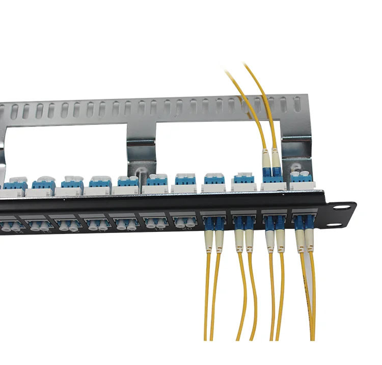 Panneau de brassage à fibre droite, 1U, 19 en effet, 24 ports, Sc 24x LC Duplex, adaptateur Sc Lc, cadre de distribution, prise trapézoïdale à fibre