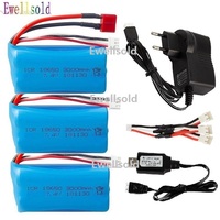 7.4V 3000MAH Li-ion Battery 2s 18650/USB for Wltoys 144002/12428/12423/12402A/12402/144001/104009 RC Car Parts with charger