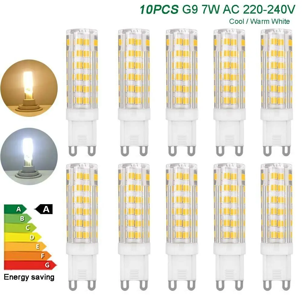 Bombilla LED G9 de 10 uds, 220V, 7W, lámpara de maíz, blanco frío, Blanco cálido, lámpara de araña, reemplazo de lámpara halógena