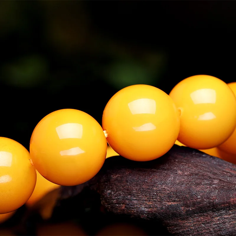 Natural Fidelity Old Beeswax Bracelets Men Women Chicken Fat Yellow Bracelets amber Rough Stone Amber Full Honey withCertificate