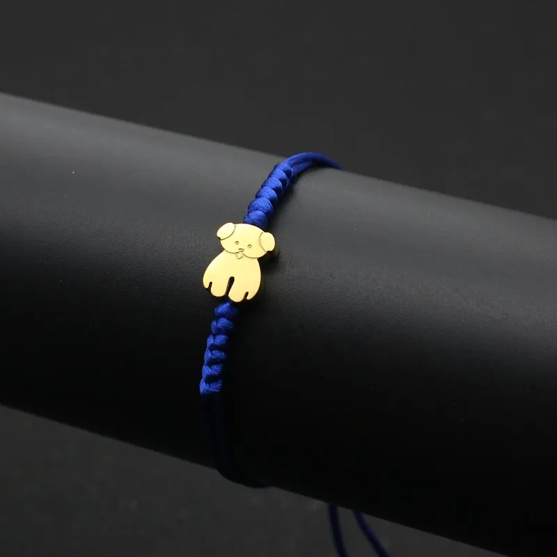 Cute Bear Brand Stainless Steel Bear Bracelet Men Women Fashion Thread String Braid Adjustable Lucky Friendship Bracelet Jewelry
