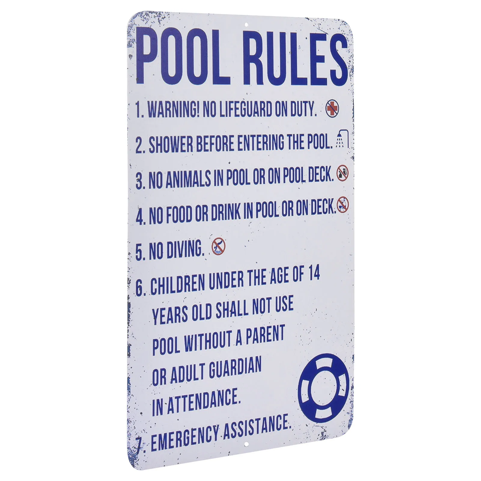 Swimming Pool Sign Plaque Metal Vintage Summer Metal Wall Sign Beach Decor For Beach Bar Beach House Seaside Warning Rules Plate