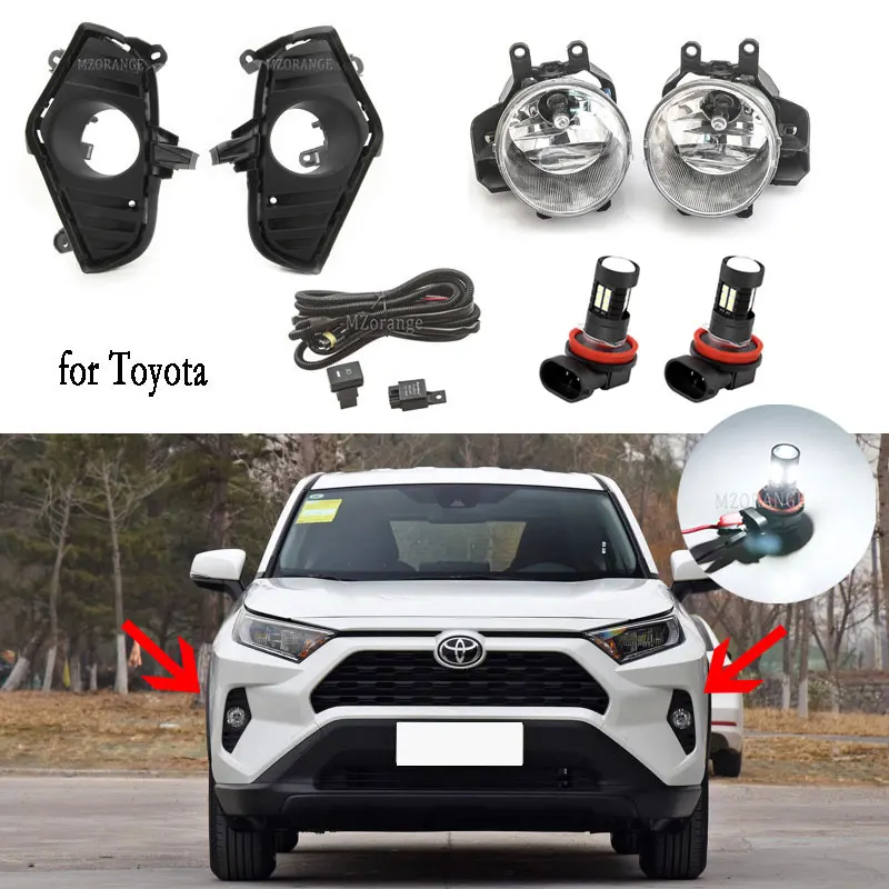 Fog Lights LED Fog Light for Toyota RAV4 RAV 4 XA50 2019 2020 2021 Headlight Halogen Fog Light Fog Lamp Cover Grille Bezel Frame