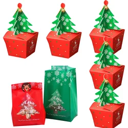 1set natale rosso verde scatola di caramelle forma di albero sacchetti di caramelle confezione di biscotti per decorazioni per regali per feste a casa di buon natale