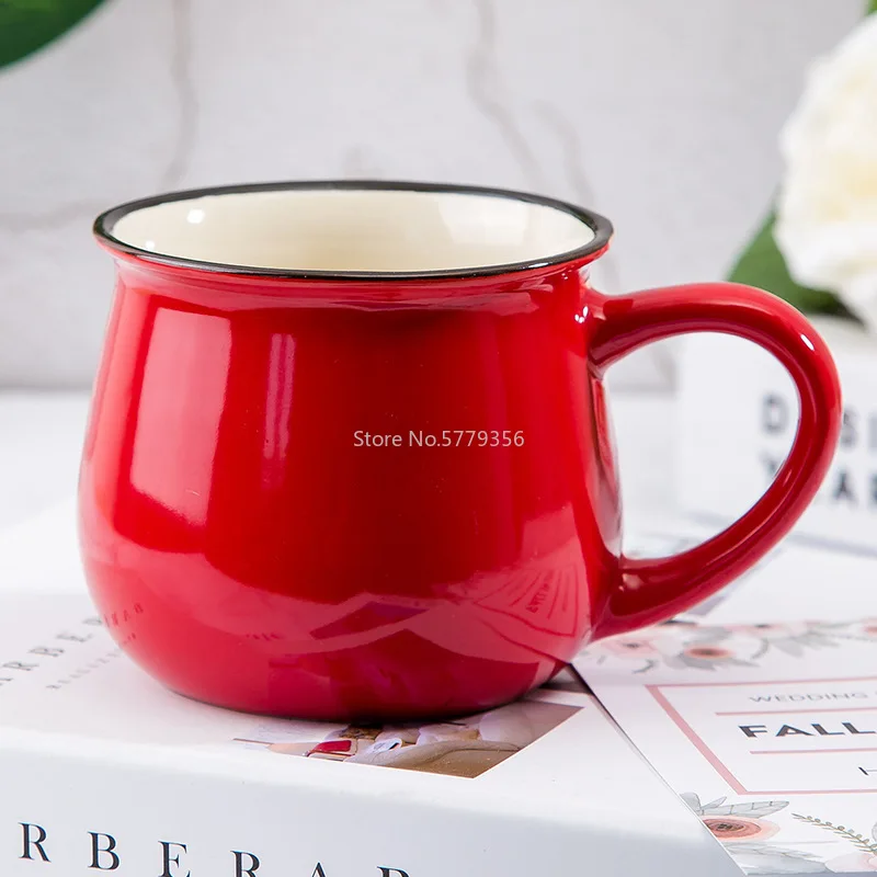 Home Office Creative Gift Retro Tea Coffee Eco-friendly Mug High Quality Ceramics Drinking Mugs Ceramics Engraving Red Cups