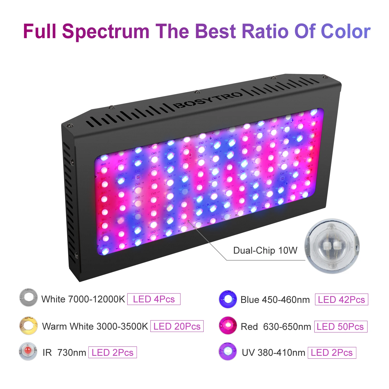 Imagem -05 - Full Spectrum Led Grow Light Lâmpada Crescente Interruptor Duplo Hidropônico Planta de Interior Vegetal e Flor Flor uv ir 1200w 2000w