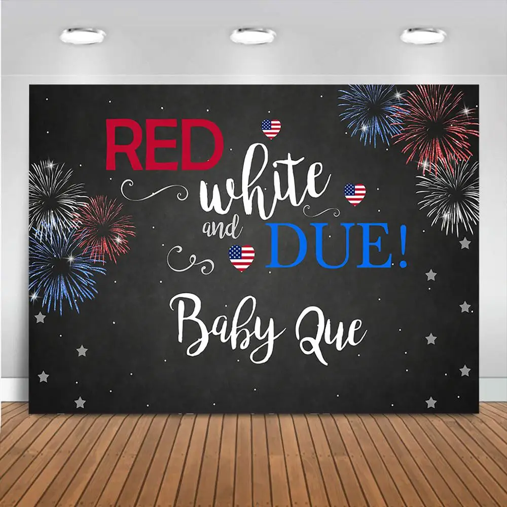 7 월 4 일 베이비 샤워 배경 레드 화이트와 인해 베이비 샤워 파티 장식 배너 베이비 큐 바베큐 베이비 Q 배경