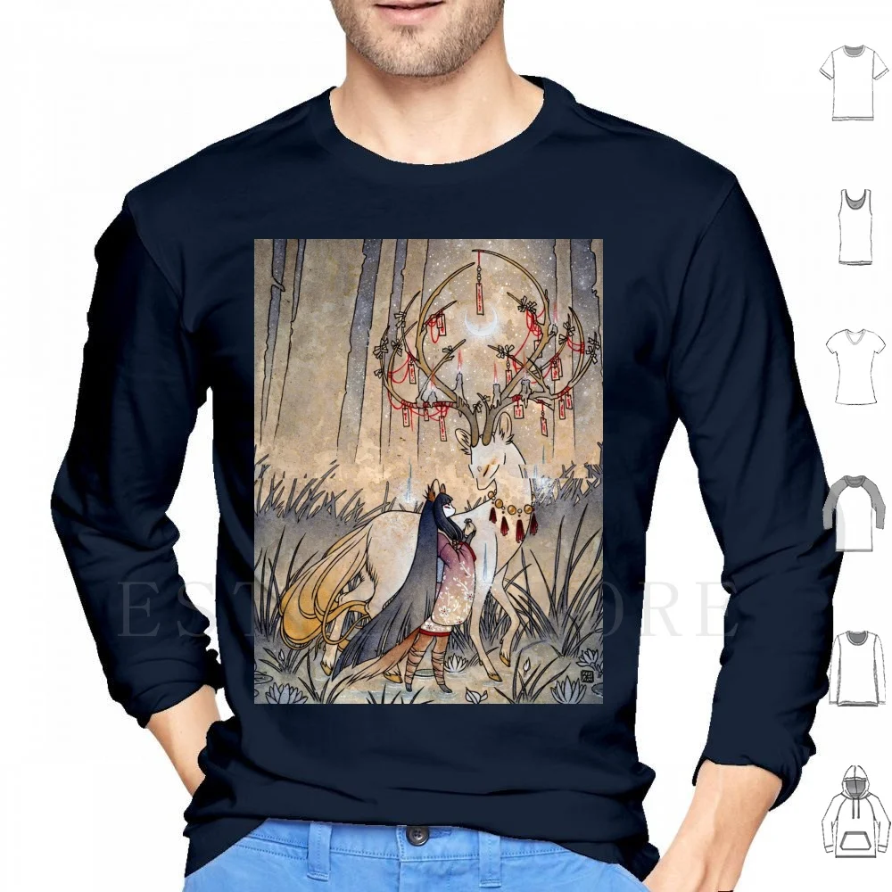 The Wish-Teakitsune Fox Yokai Hoodies Teakitsune Tea Fox Illustrations Kitsune Fox Deer Kirin Antlers Occult Yokai