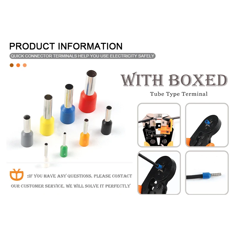 300/800PCS/Boxed VE Tubular Crimp Terminal Electrical Wire Insulated Terminator Block Cord End Connector Crimping Terminals Kit