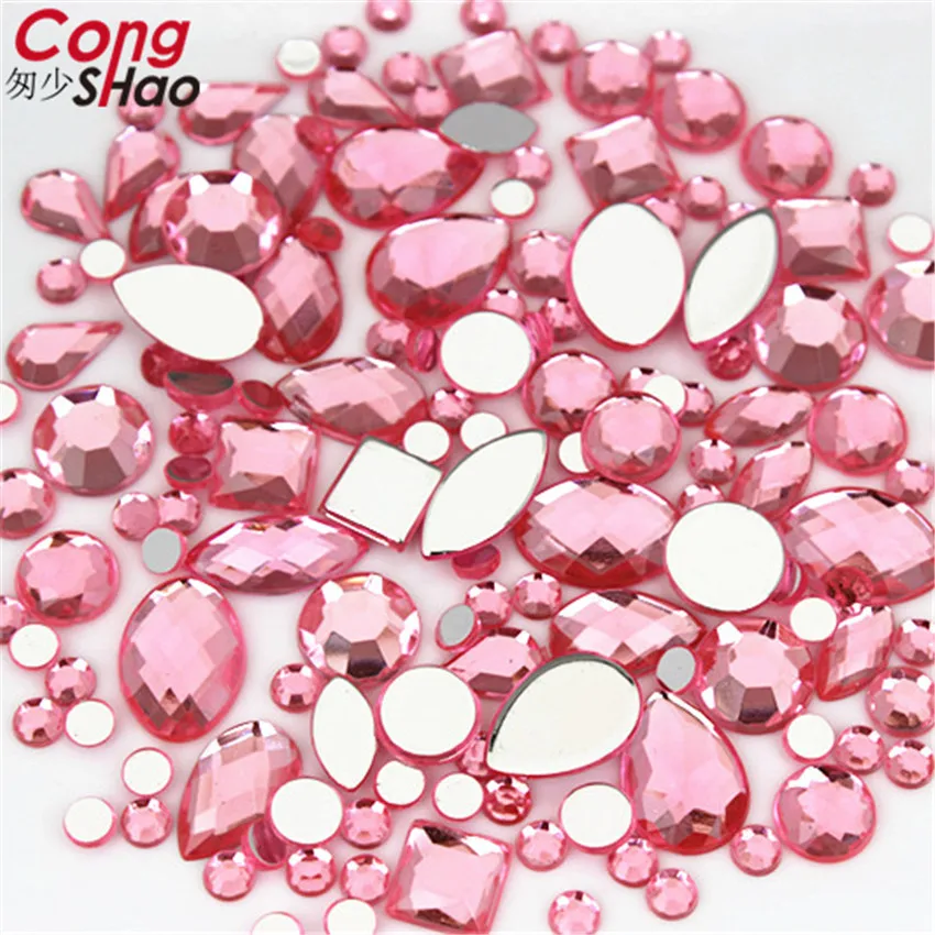 22g Mixed Bag About 300pcs Crystal AB 3D Nail Art Rhinestones DIY Non Hotfix Flatback AB Acrylic Stones For Garment Decorations