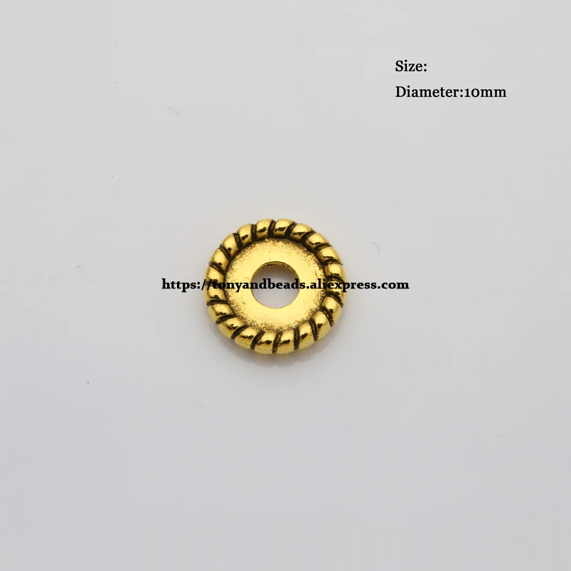 (50 Stück / Los!) Europäischer Spacer-Charm-Verbinder, Crimp-Endperlen aus Legierung in Antikgoldfarbe, geeignet für die Armbandherstellung. – Detail 6