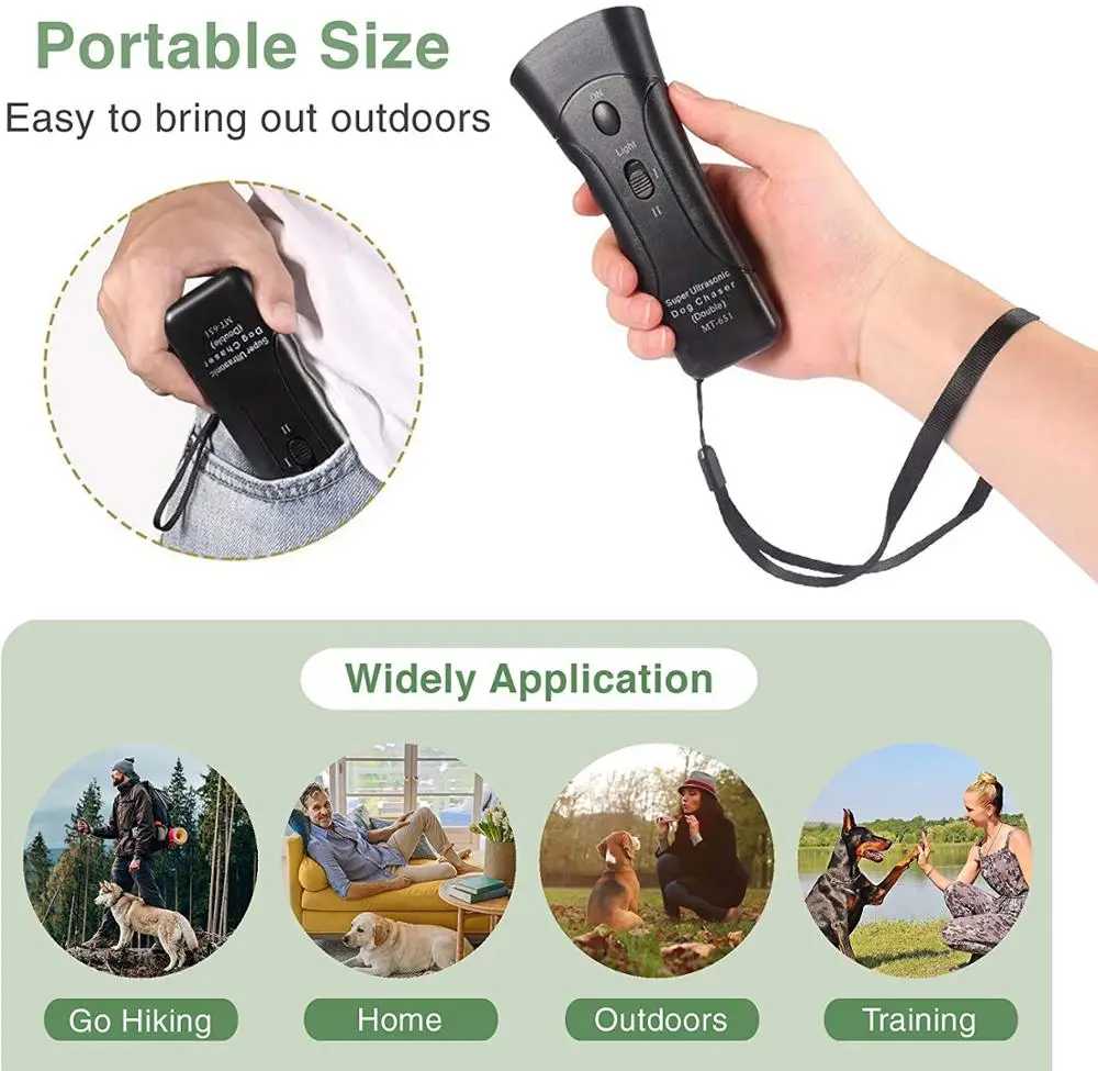 Ultrasonic Dog Chaser Stop Aggressive Animal Attacks Repeller With Flashlight,Handheld Stop Barking Device and Behavior Trainer