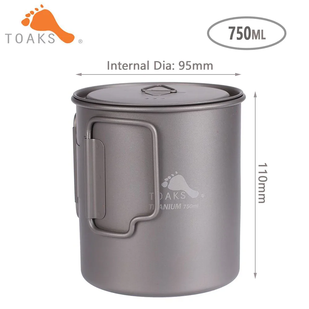 TOAKS Titanium Pot 750ml Ultralight Portable Titanium Bowl Camping Titanium Cup Mug