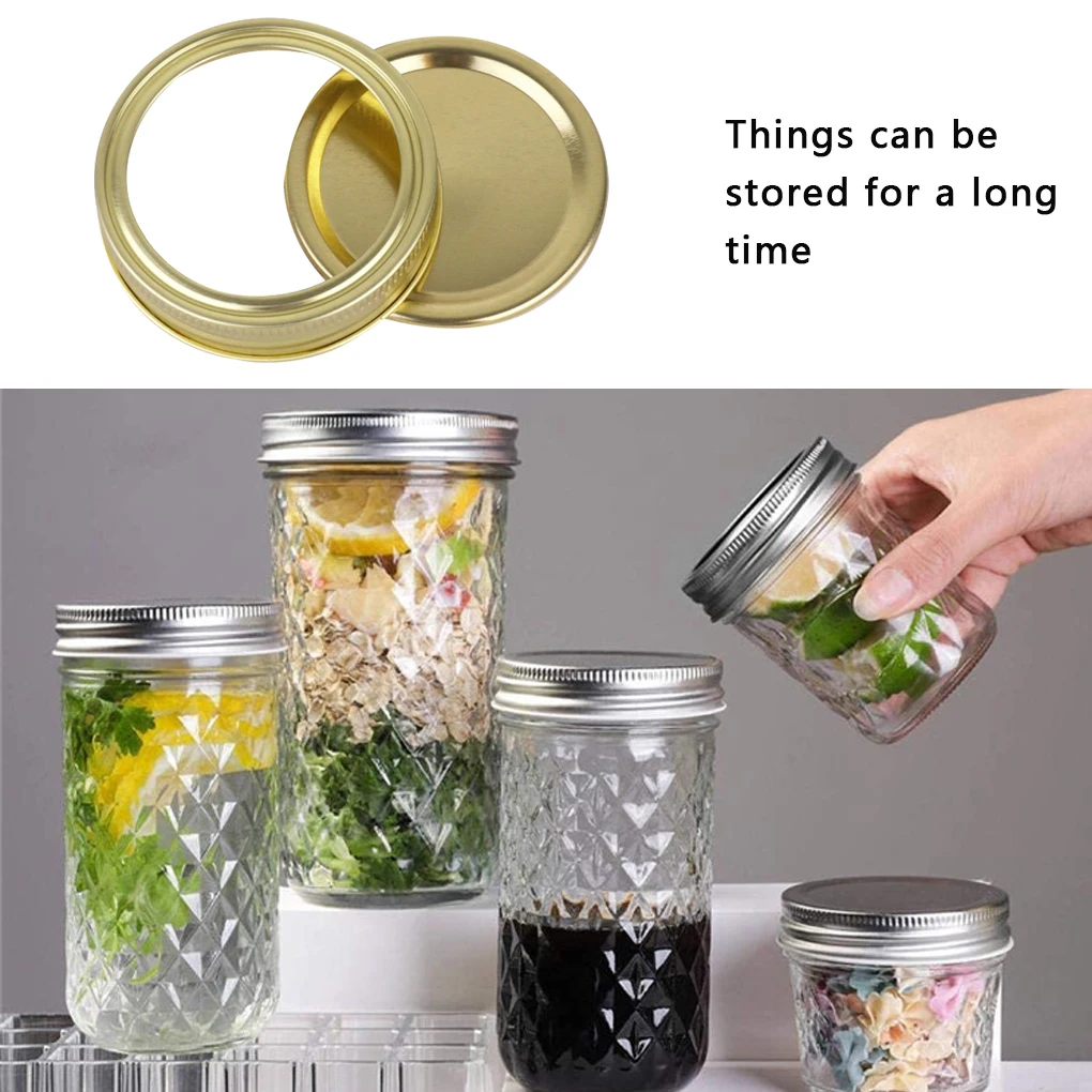 24pcs Wide Mouth 86MM  Mason Jar Canning Lids  Reusable Leak Proof Split-Type Silver Lids With Silicone Seals Rings