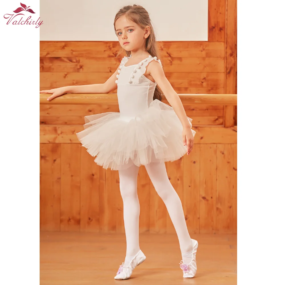 New Girls White Ballerina Tutu Dress Ballet Costumes  Kids Dancewear Gymnastics Leotard for Child Performance