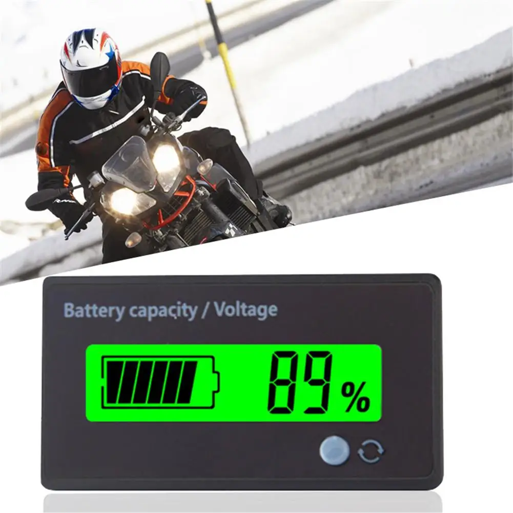 Motorcycle 12V-84V Battery Meter Digital Battery Voltage Capacity Percent Monitor Tester Electric Quantity Detector Fit Car Moto