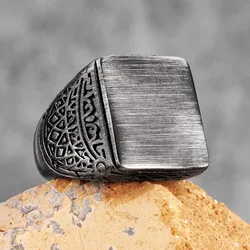 Vintage Black Brushed Pattern Stainless Steel Mens Rings Punk Charm Simple for Male Boyfriend Jewelry Creativity Gift Wholesale