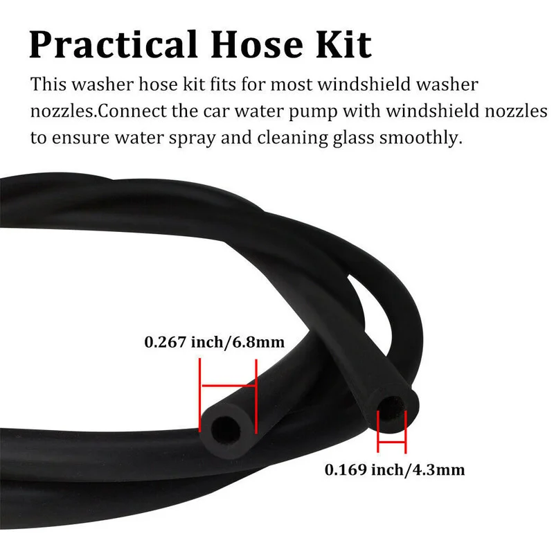 Wiper Kaca Depan Selang Karet 100/300/500Cm Pipa Nosel Air Kaca Tabung Lunak Mobil dengan Konektor Aksesori Kendaraan Universal